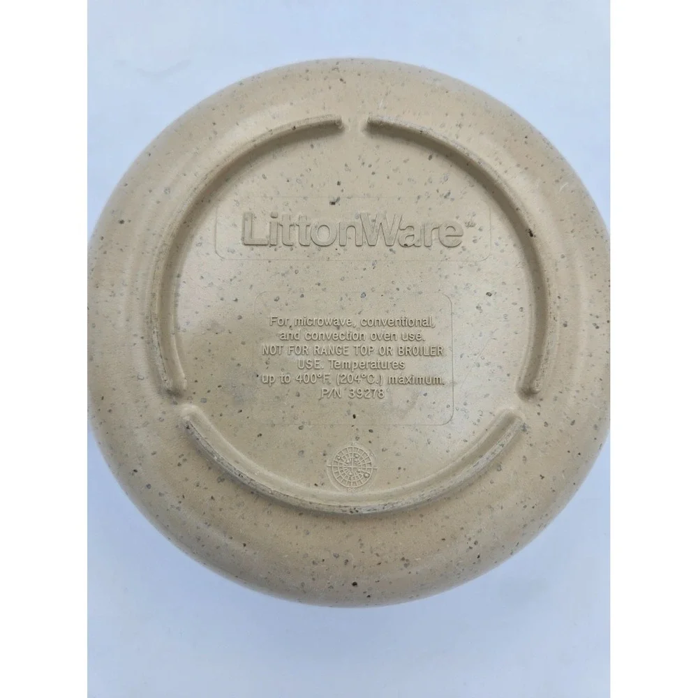 Vintage LittonWare 39278 Casserole Dish w Lid Beige Speckled Microwave Oven